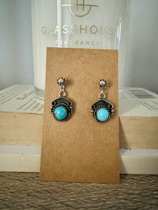 Sterling Turquoise Signed Earrings