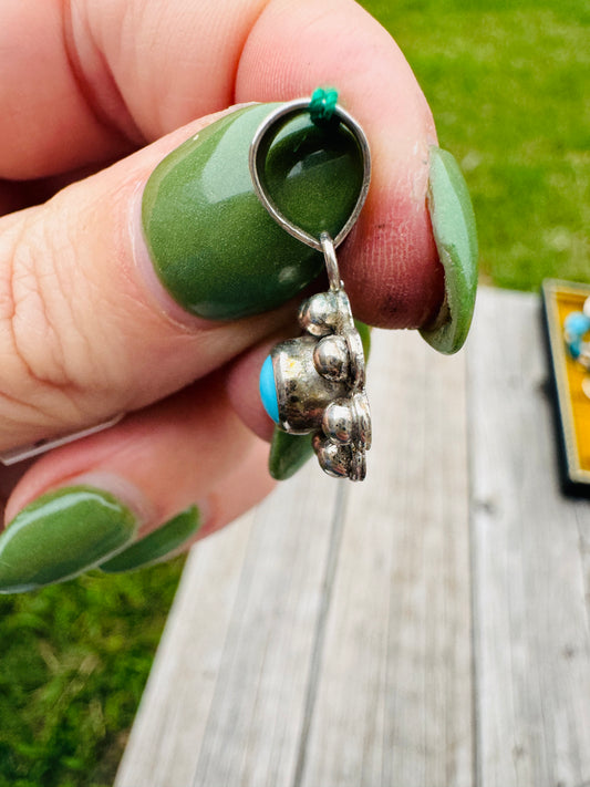 Sterling Turquoise Flower Charm Pendant