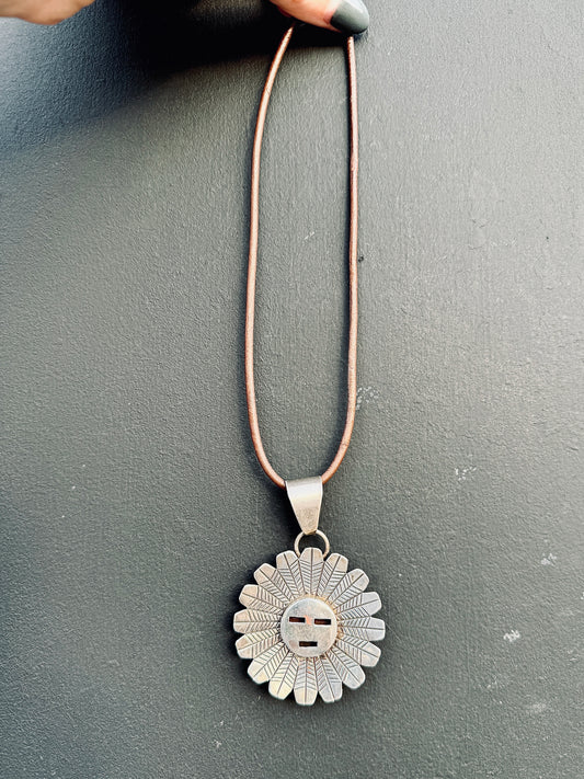 Hopi Native signed Jeff James Jr Flower Face Necklace