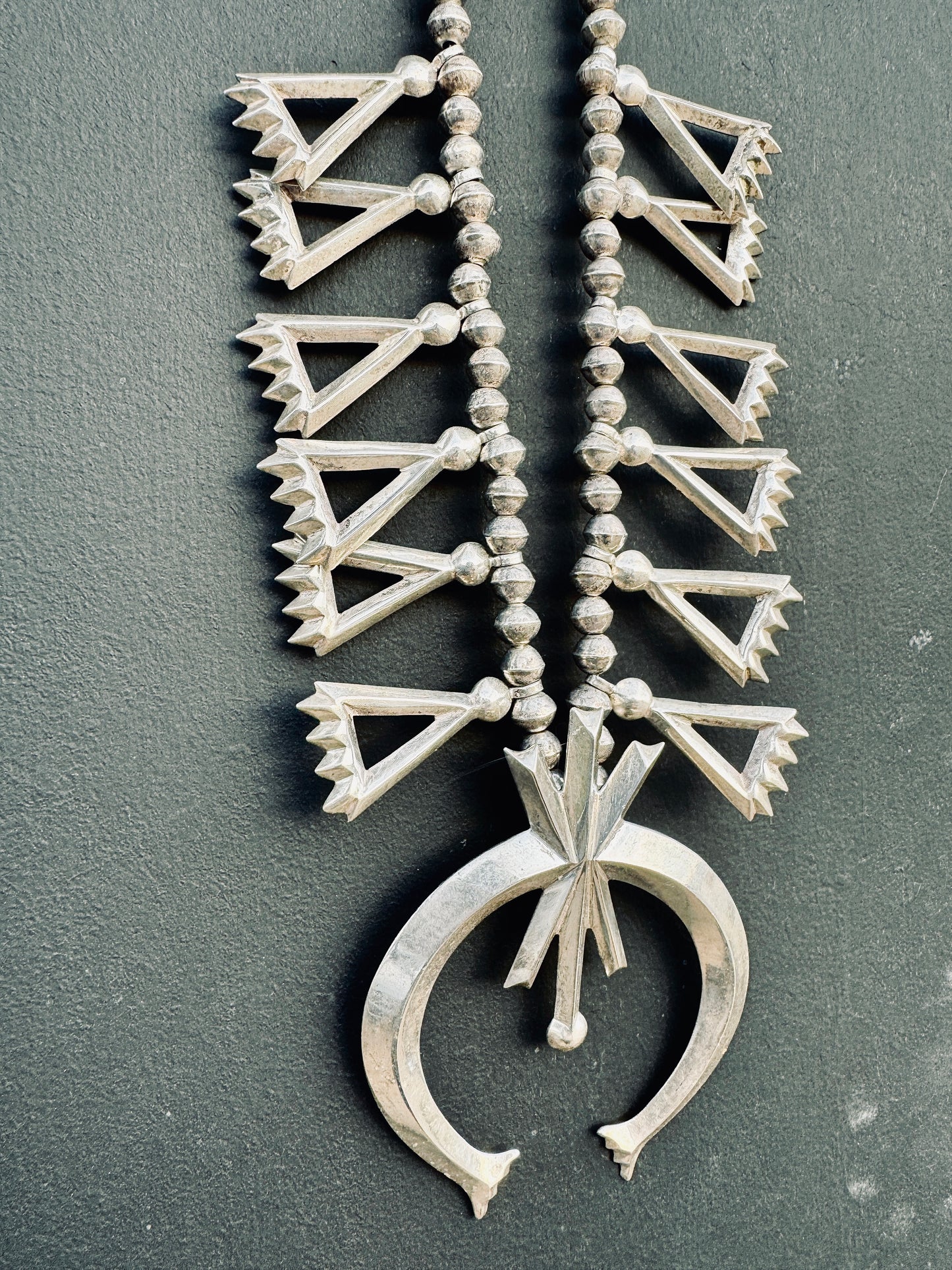AMAZING Vintage Sterling Silver Heavy Genuine Navajo Squash Blossom
