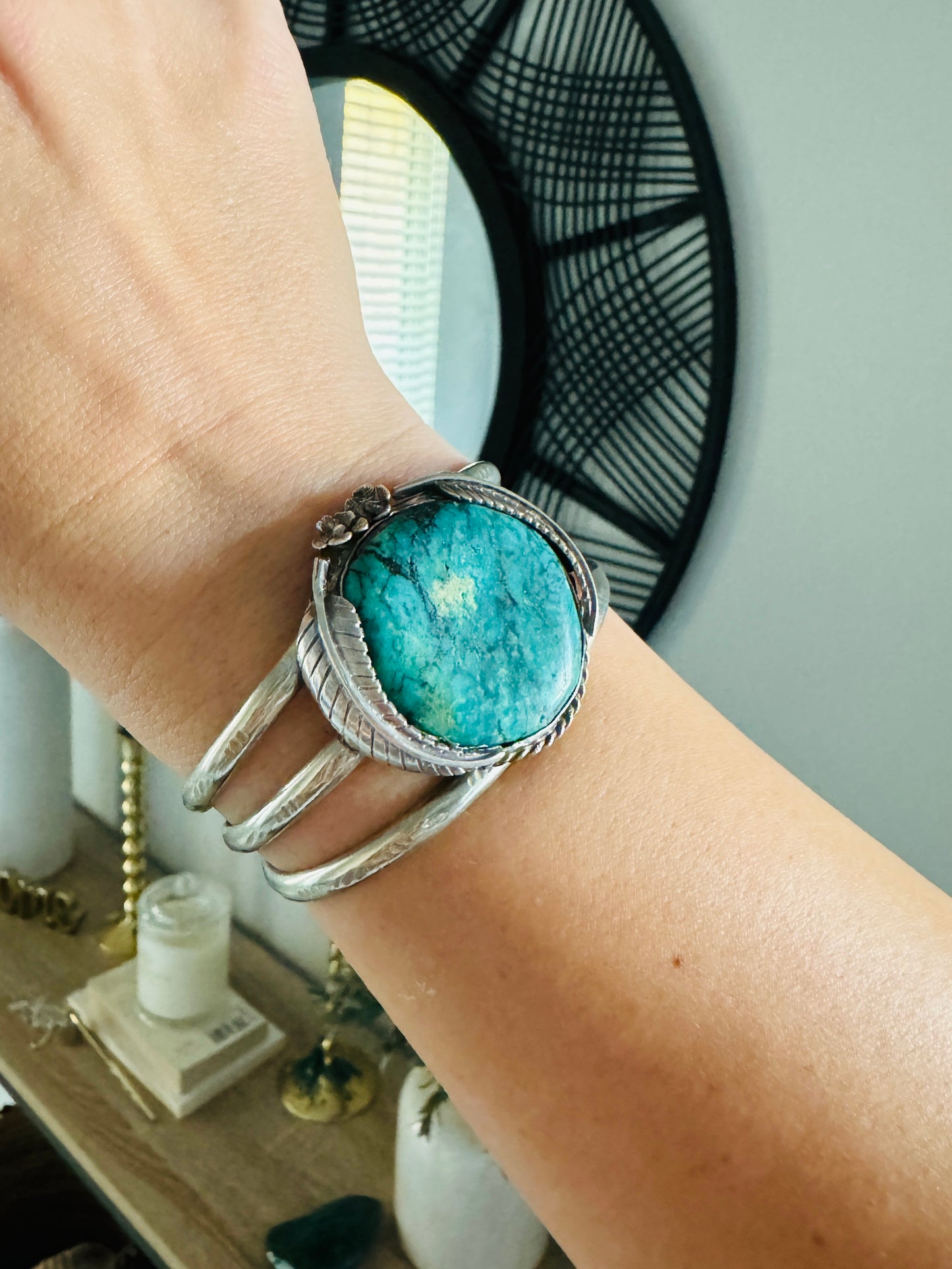 Vintage Sterling Silver Turquoise Cuff Bracelet