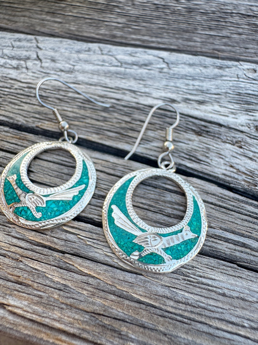 Sterling Silver Roadrunner Hoop Earrings