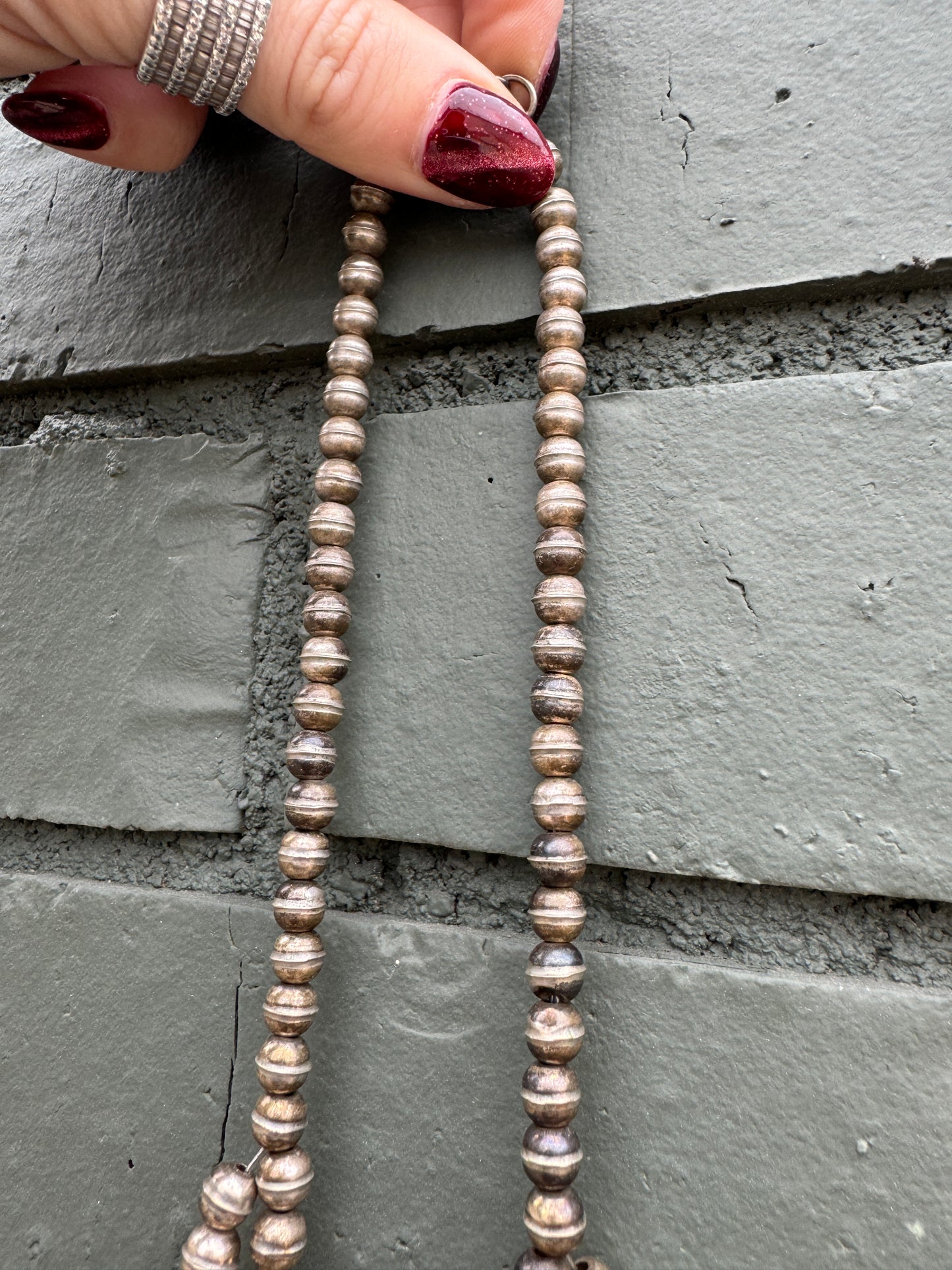 Authentic Sterling Silver Vintage Navajo Pearl Turquoise Squash Blossom Necklace