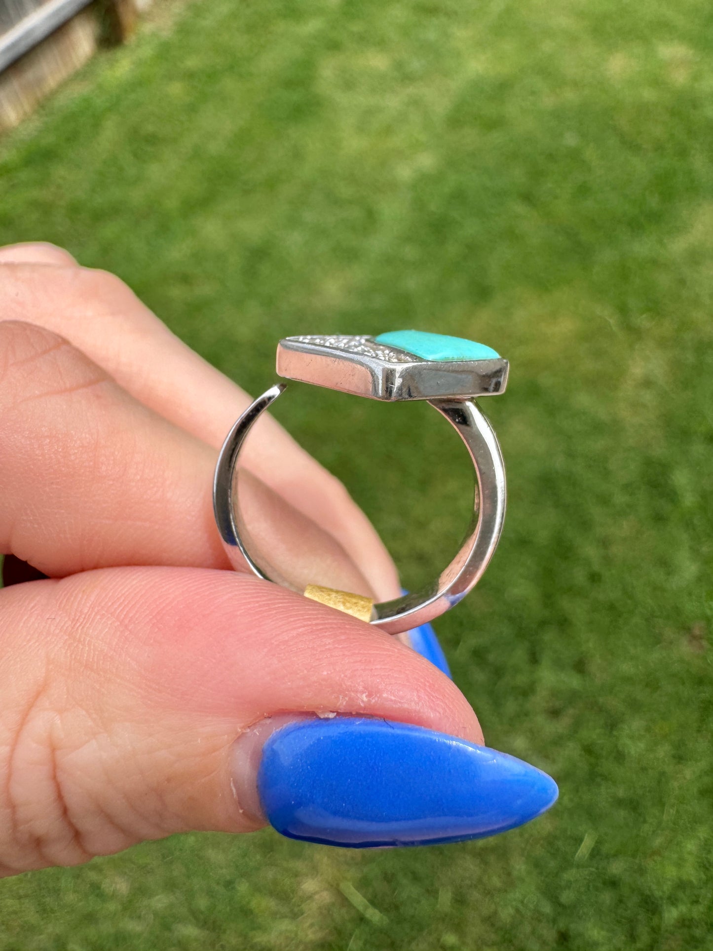 Sterling Silver Turquoise and CZ Ring