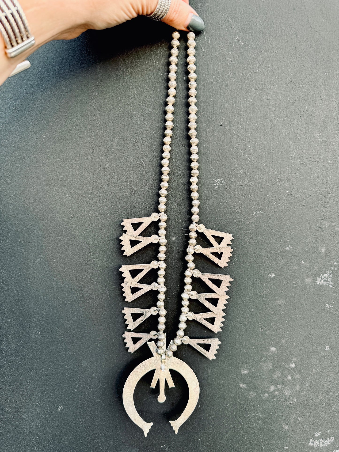 AMAZING Vintage Sterling Silver Heavy Genuine Navajo Squash Blossom