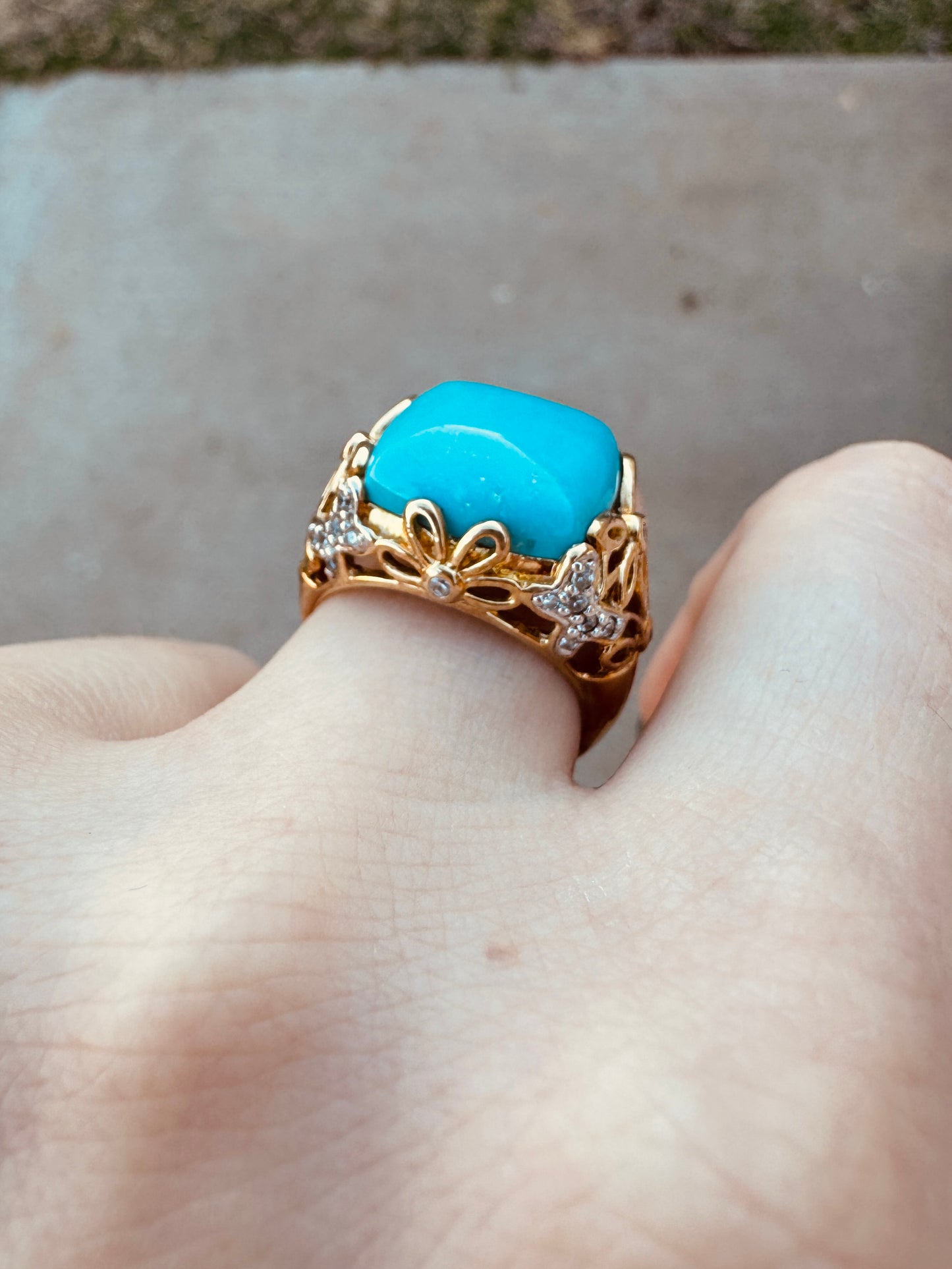 Sterling Silver Gold Plated Turquoise Ring