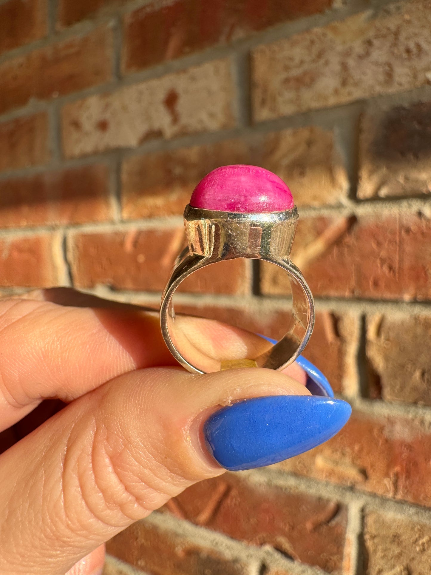 Sterling Silver Pink Agate Ring