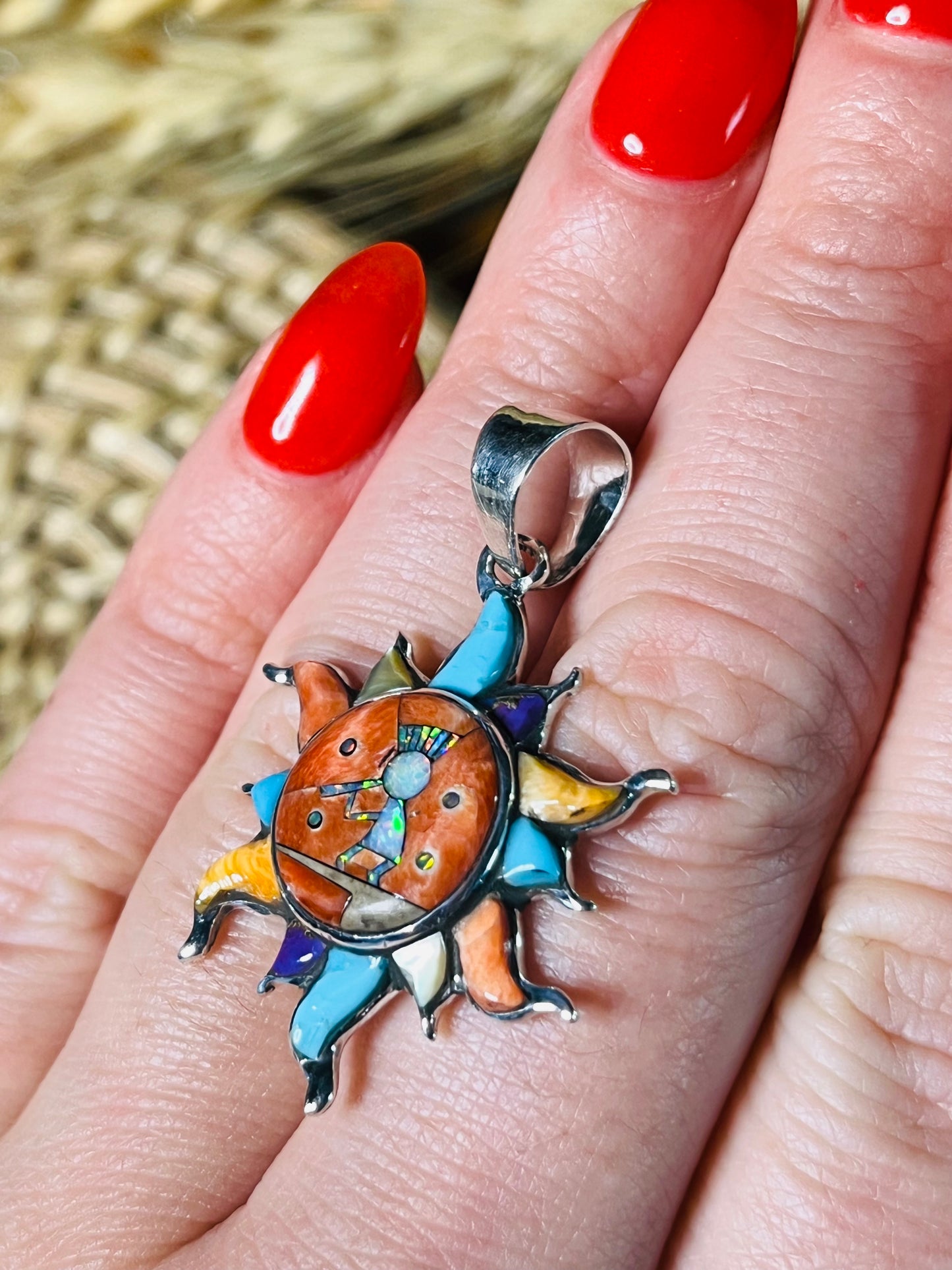 Sterling Silver Multi-Stone Sun Pendant