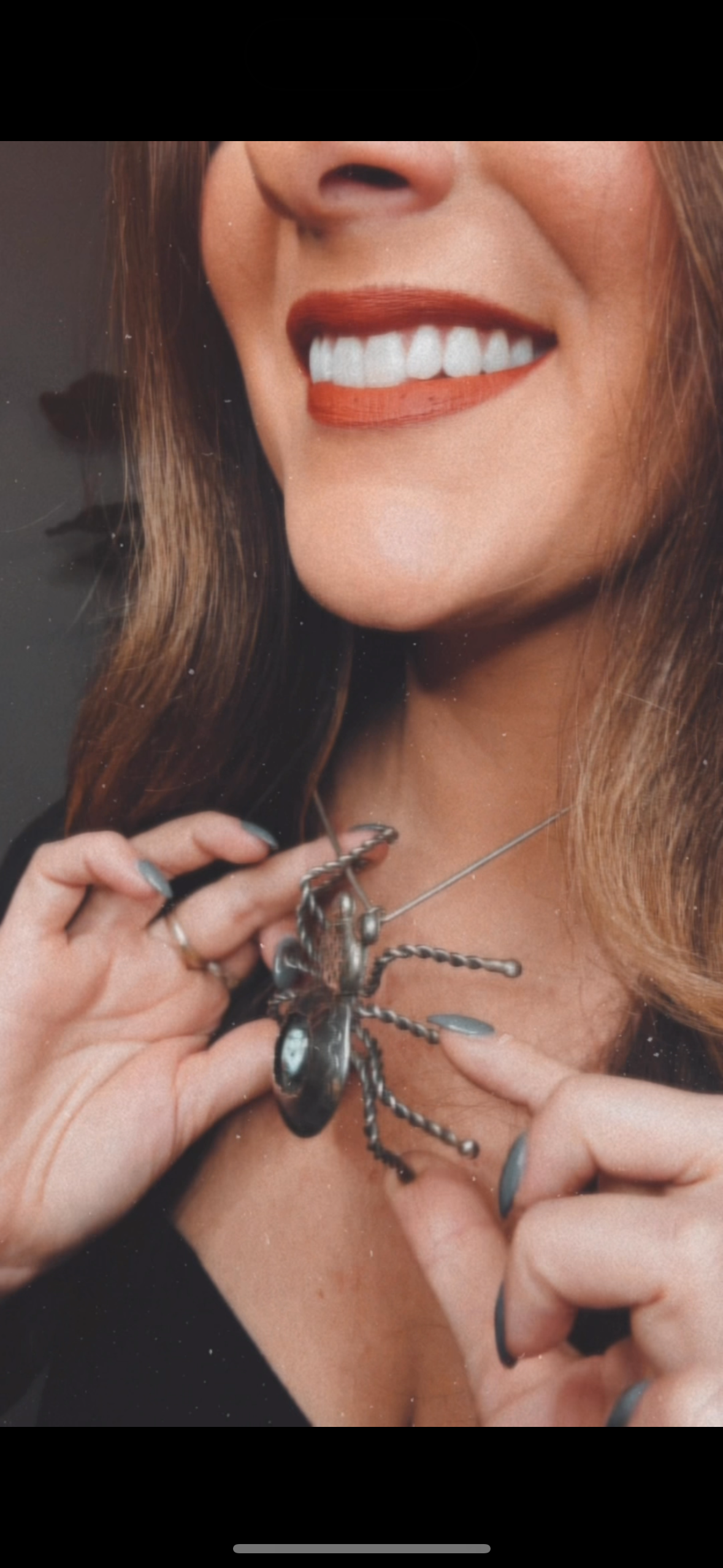 Large Vintage Sterling and Turquoise Spider Pendant Native American