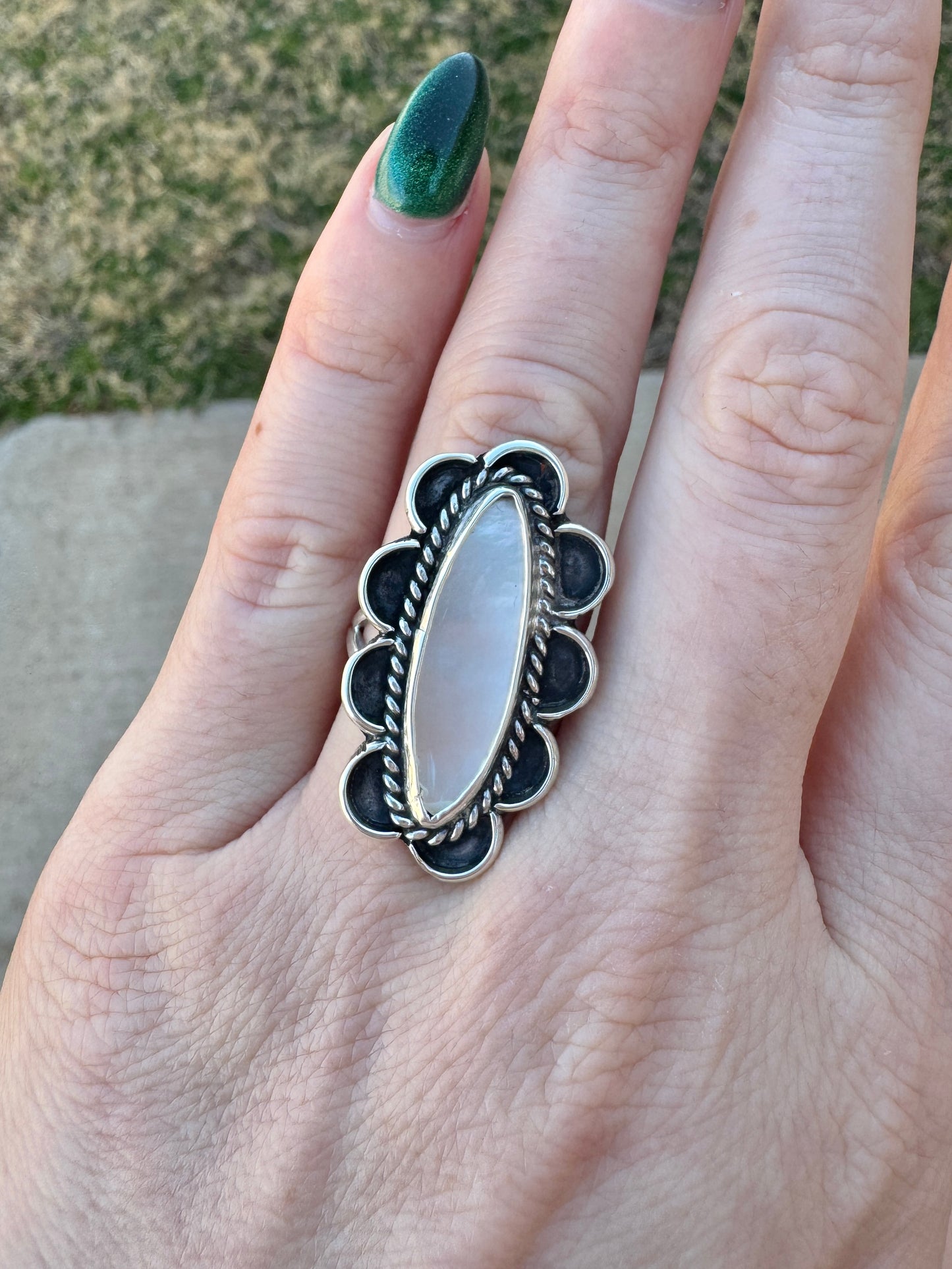Sterling Silver Pink Mother of Pearl Ring