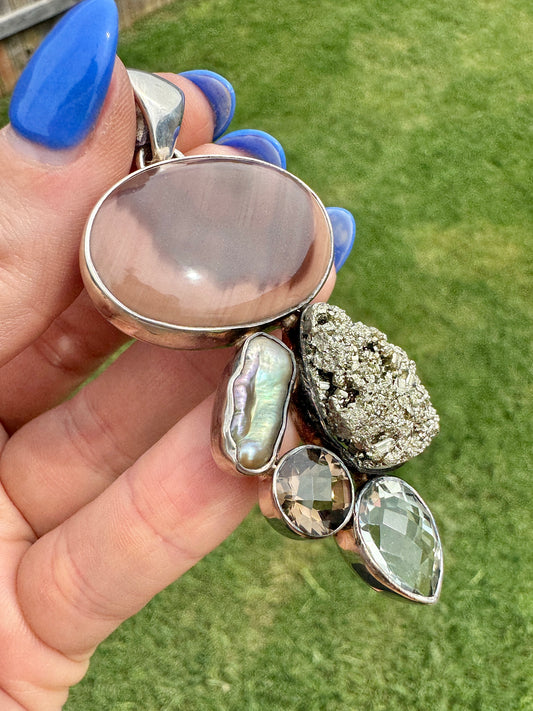 Sterling Silver Multi-Stone Fashion Pendant