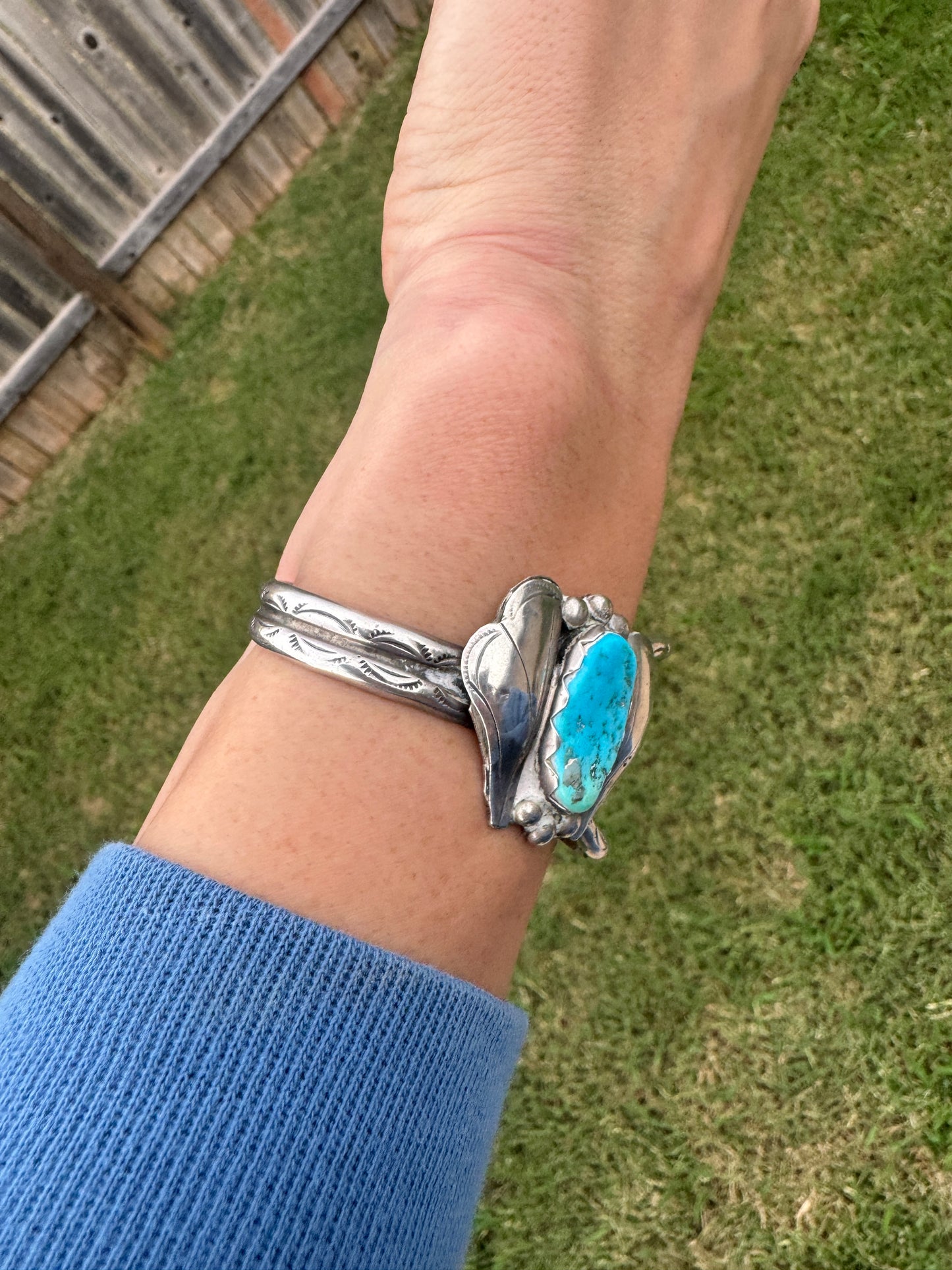 Vintage Sterling Silver Turquoise Cuff