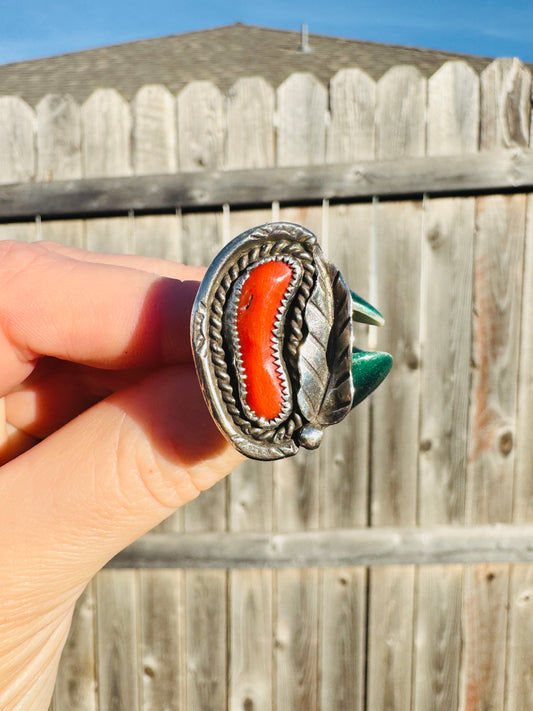 Sterling Silver Coral Ring
