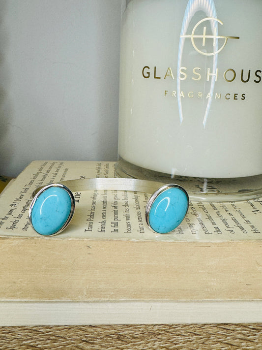 Sterling Silver Two Stone Turquoise Cuff Bracelet