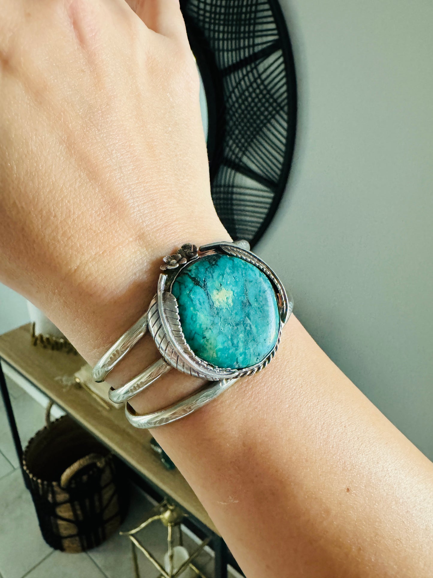 Vintage Sterling Silver Turquoise Cuff Bracelet