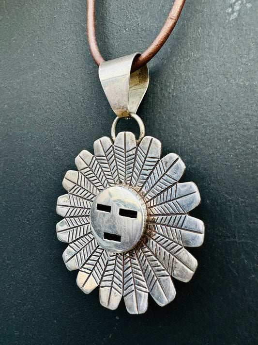 Hopi Native signed Jeff James Jr Flower Face Necklace