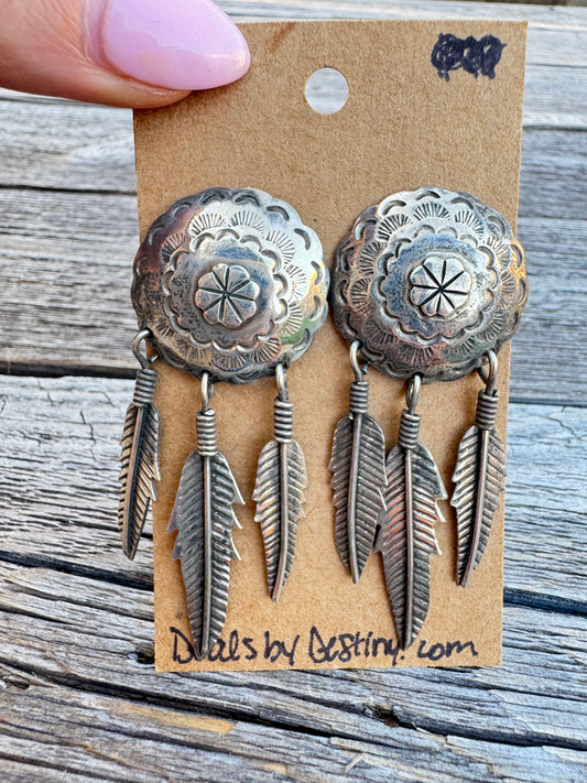 Vintage Sterling Silver Dreamcatcher Earrings