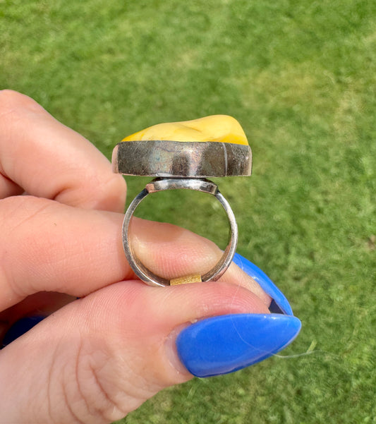 Vintage Sterling Agate Ring
