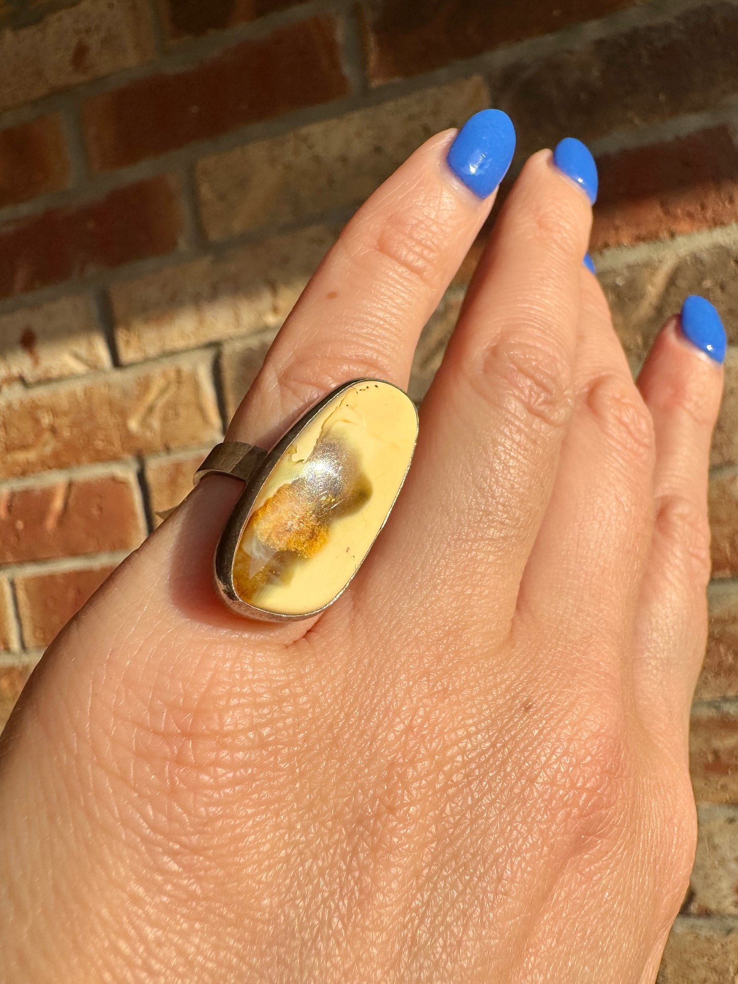 Vintage Sterling Silver Agate Ring