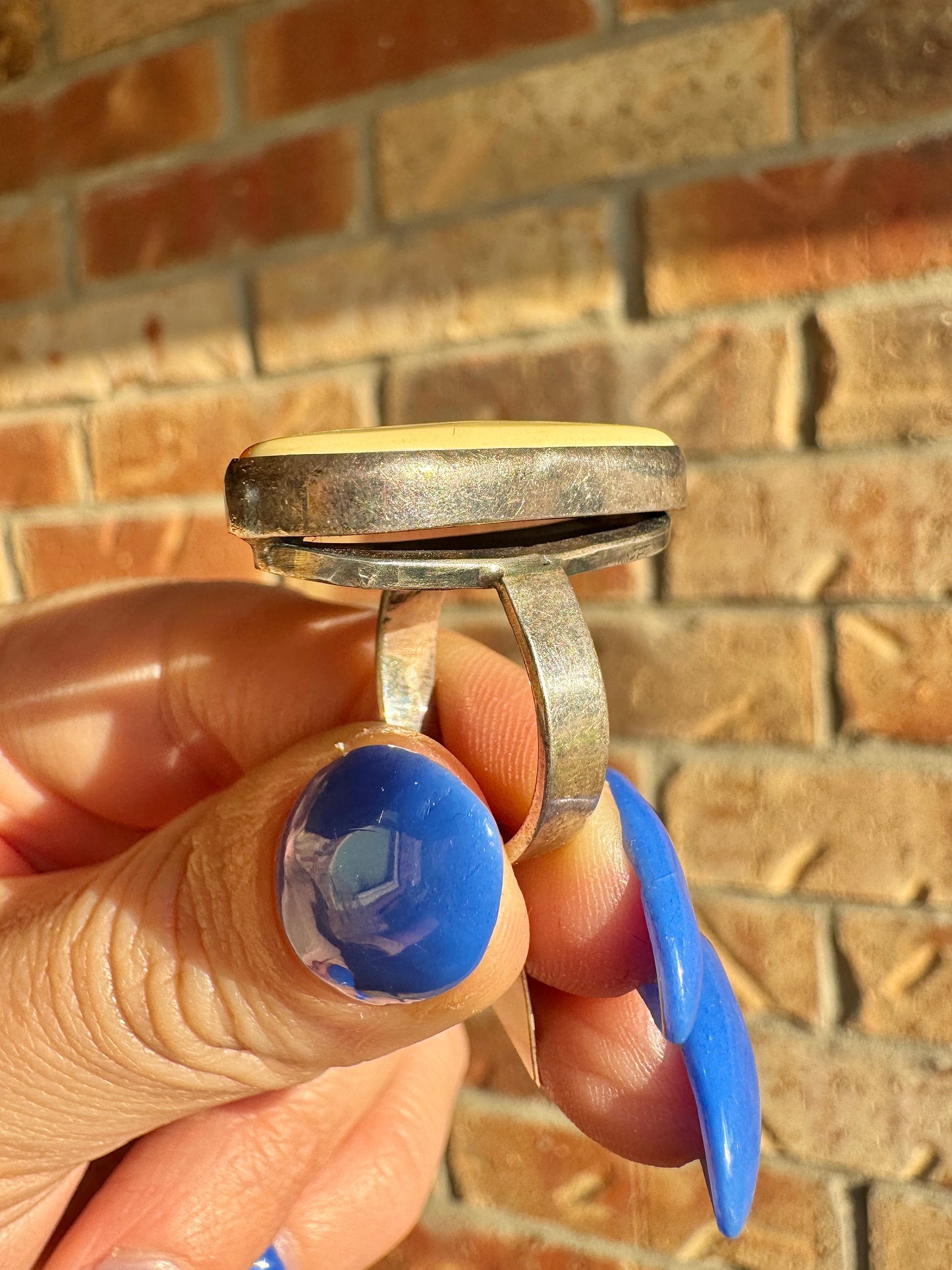 Vintage Sterling Silver Agate Ring