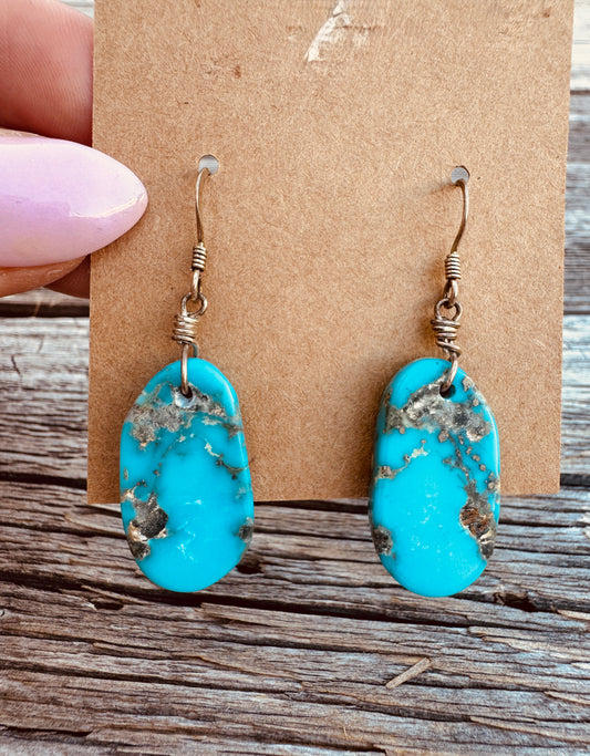 Sterling Turquoise Slab Earrings