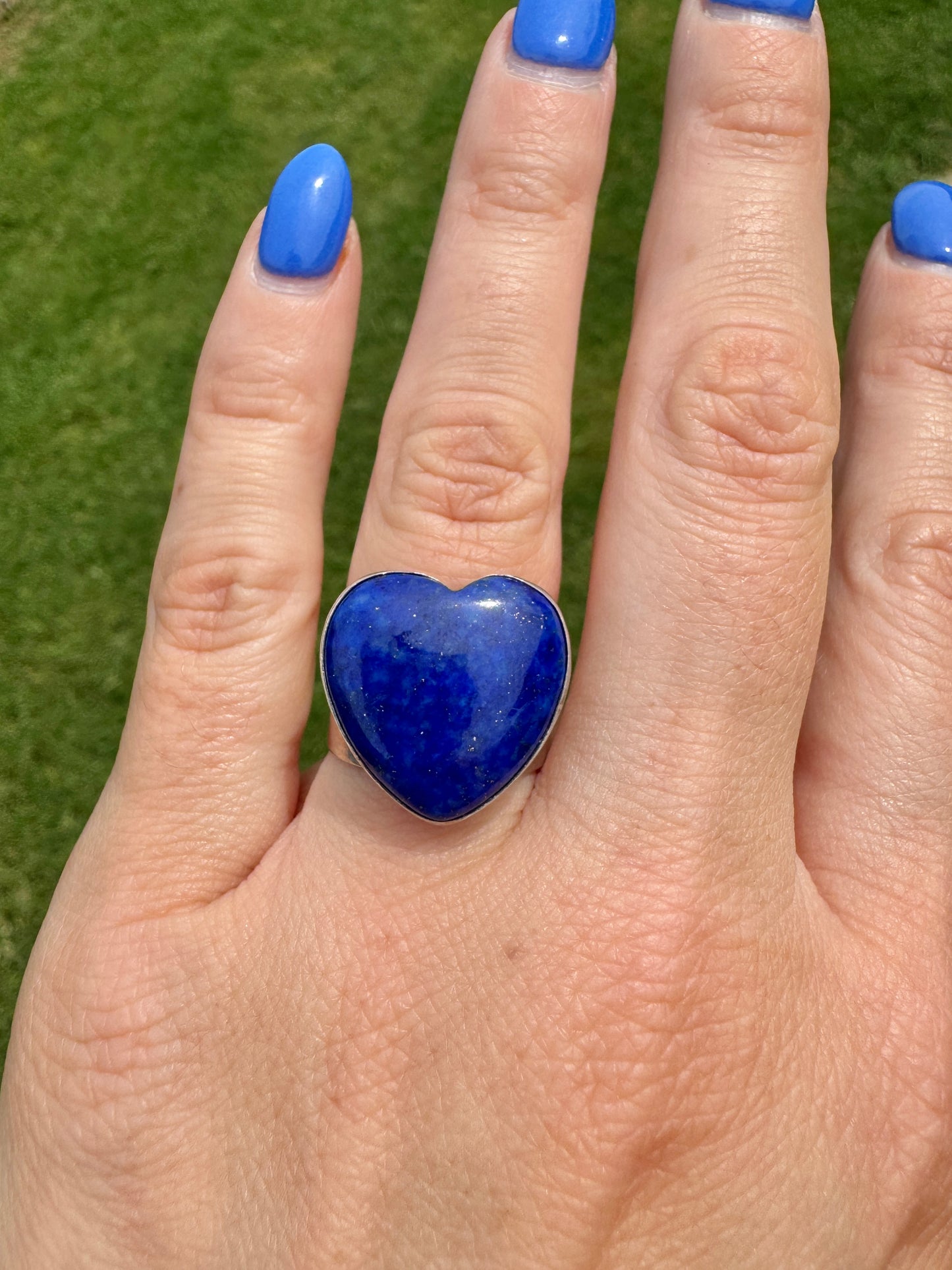 Vintage Sterling Silver Blue Lapis Heart Ring