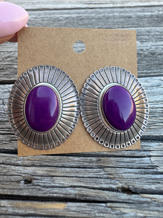 Sterling Silver Purple Turquoise Earrings