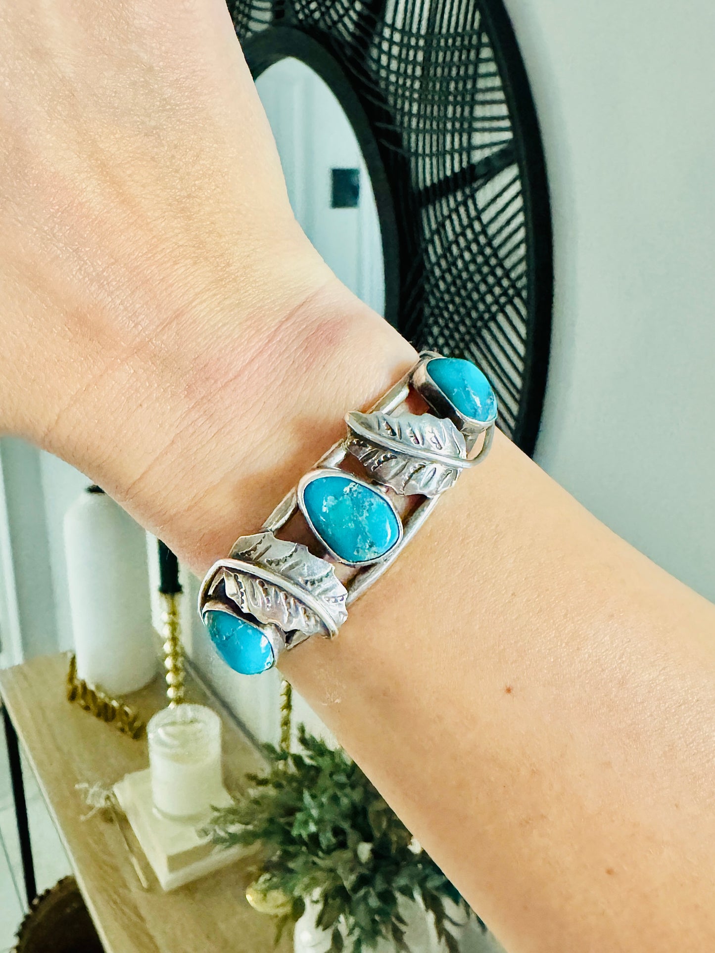 Vintage Sterling Silver Turquoise Cuff Bracelet