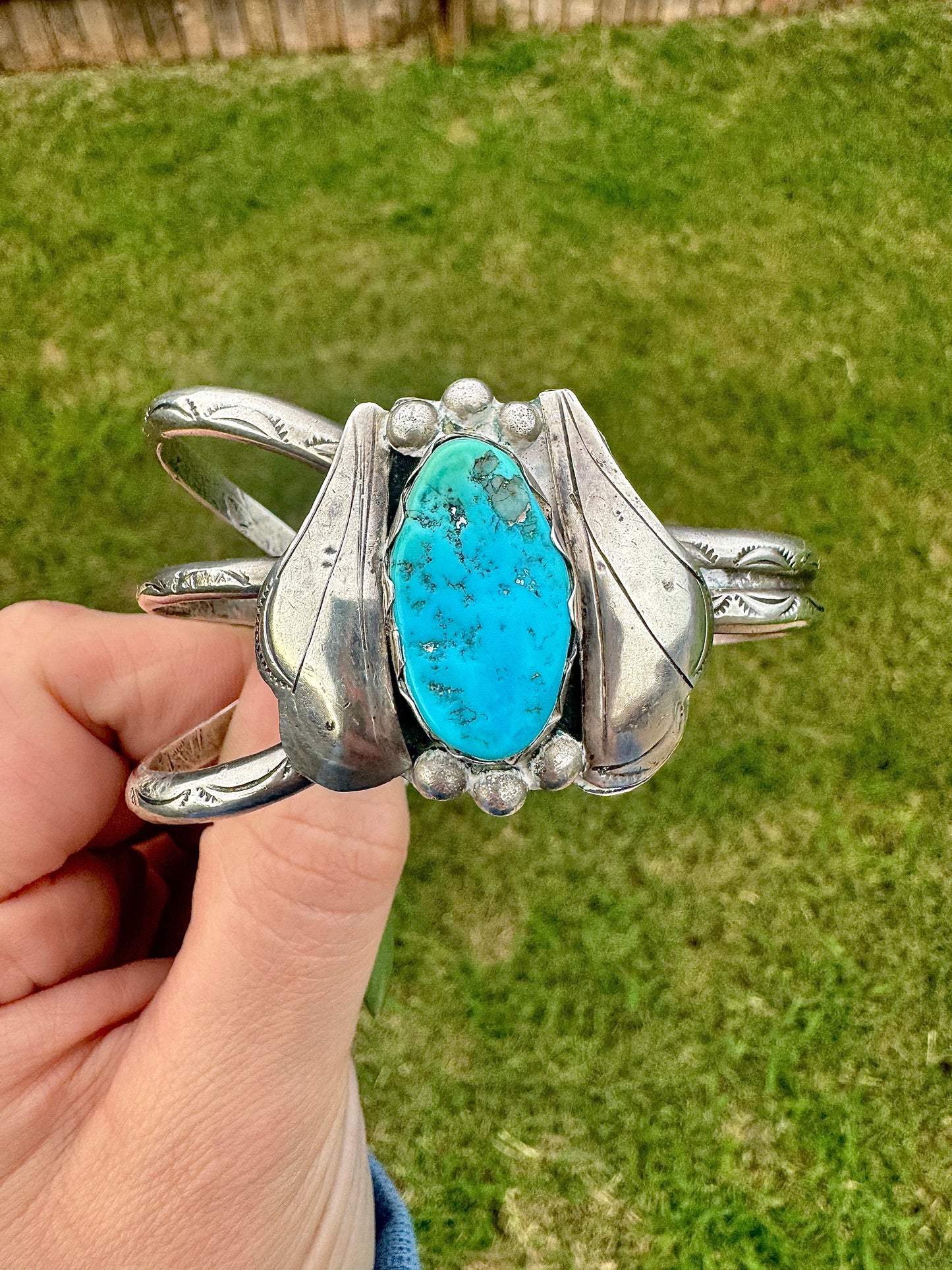 Vintage Sterling Silver Turquoise Cuff