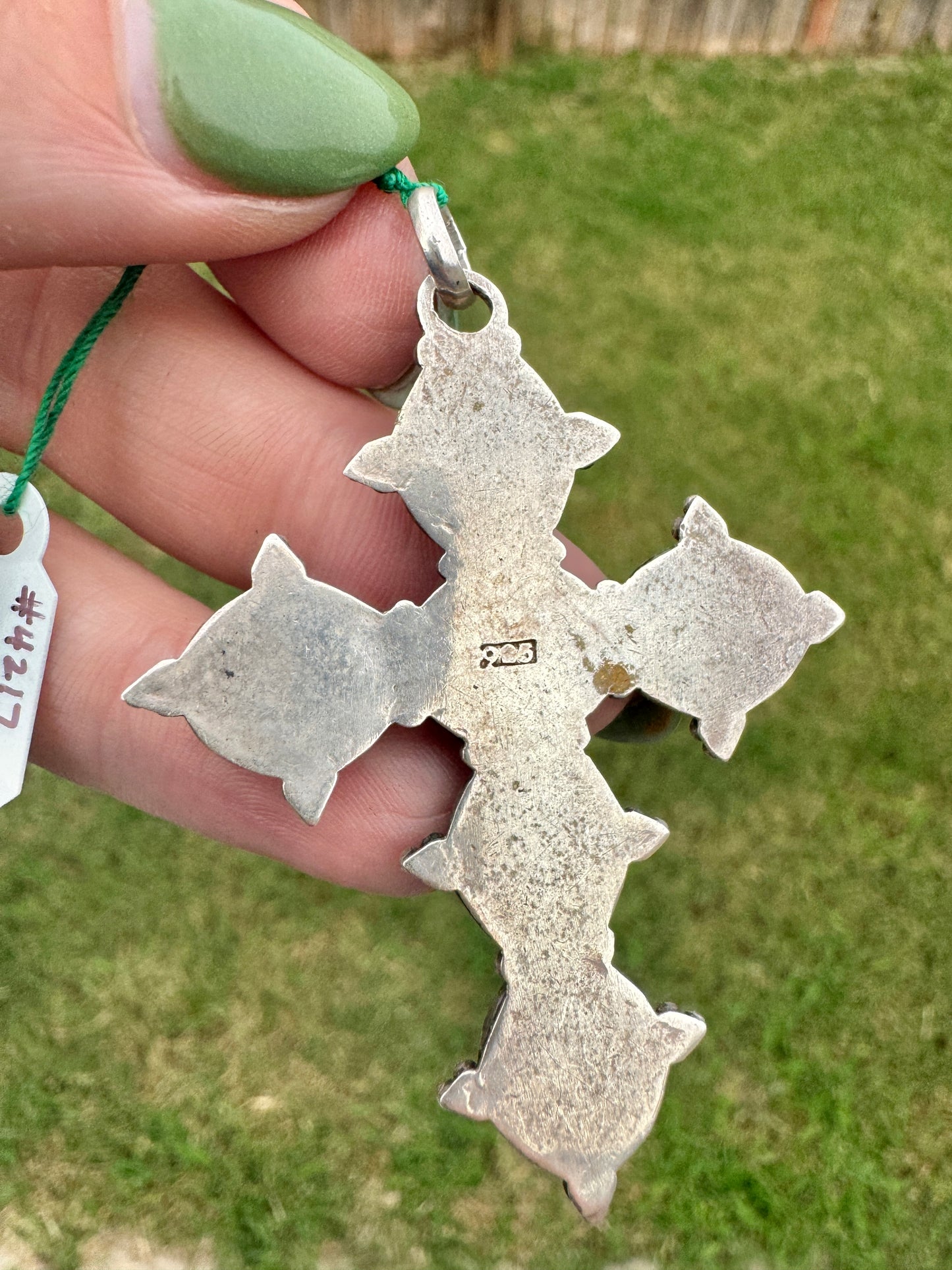 Vintage Sterling Silver Black Onyx Cross Pendant