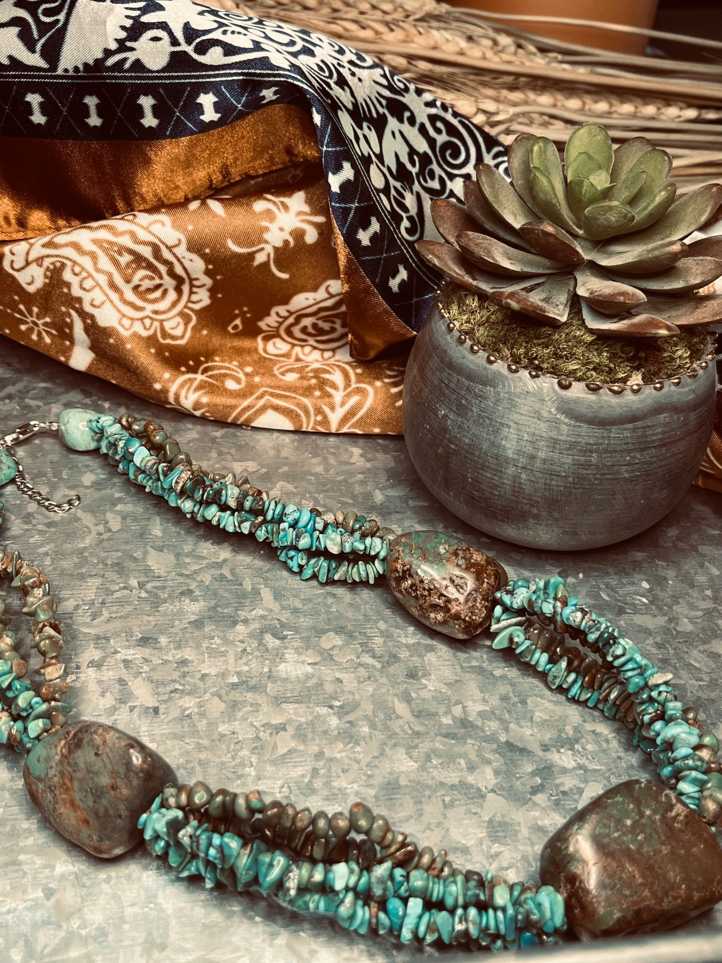Chunky Turquoise Bead Necklace