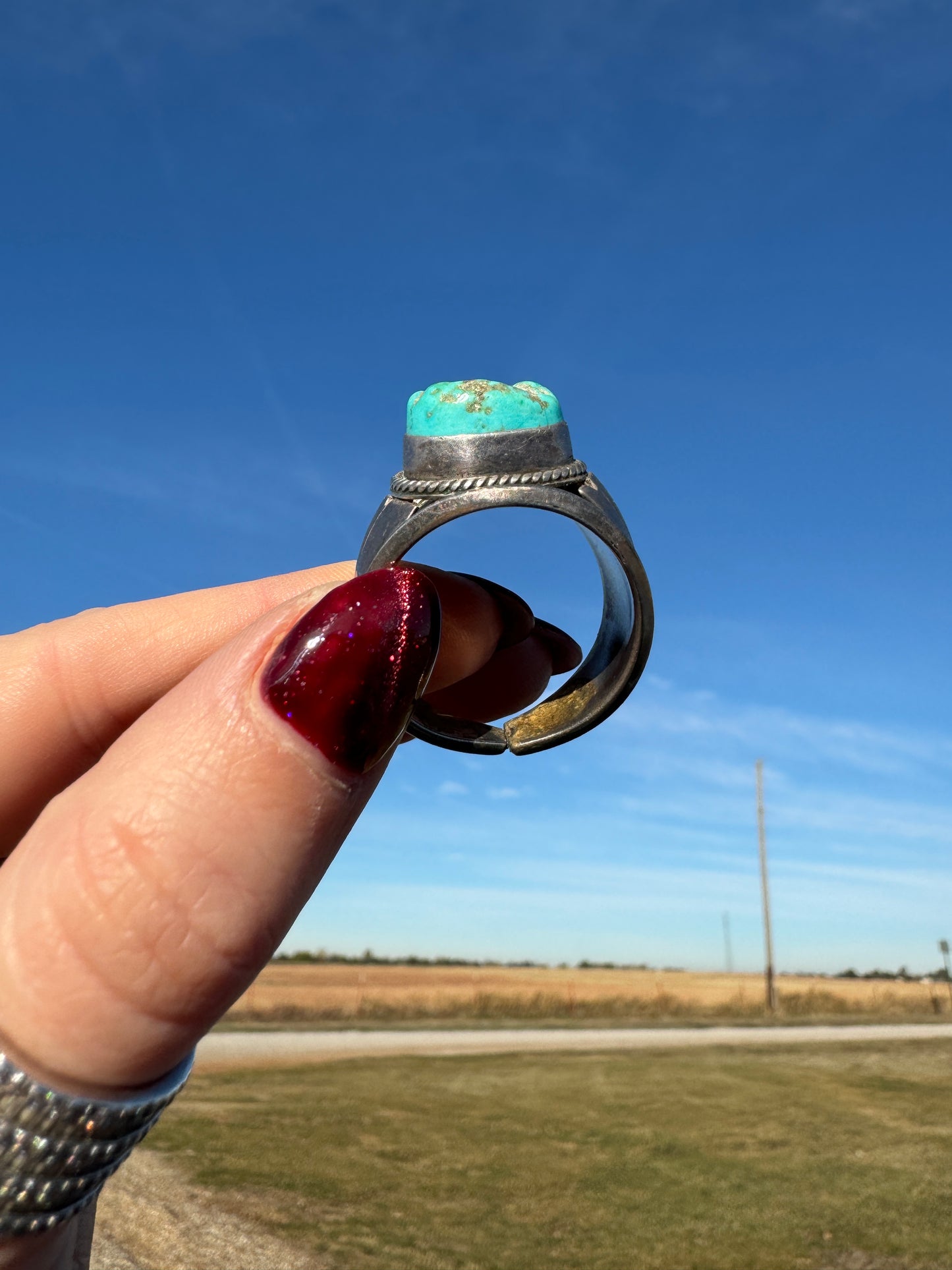 Large Vintage Raw Turquoise Wide Ring
