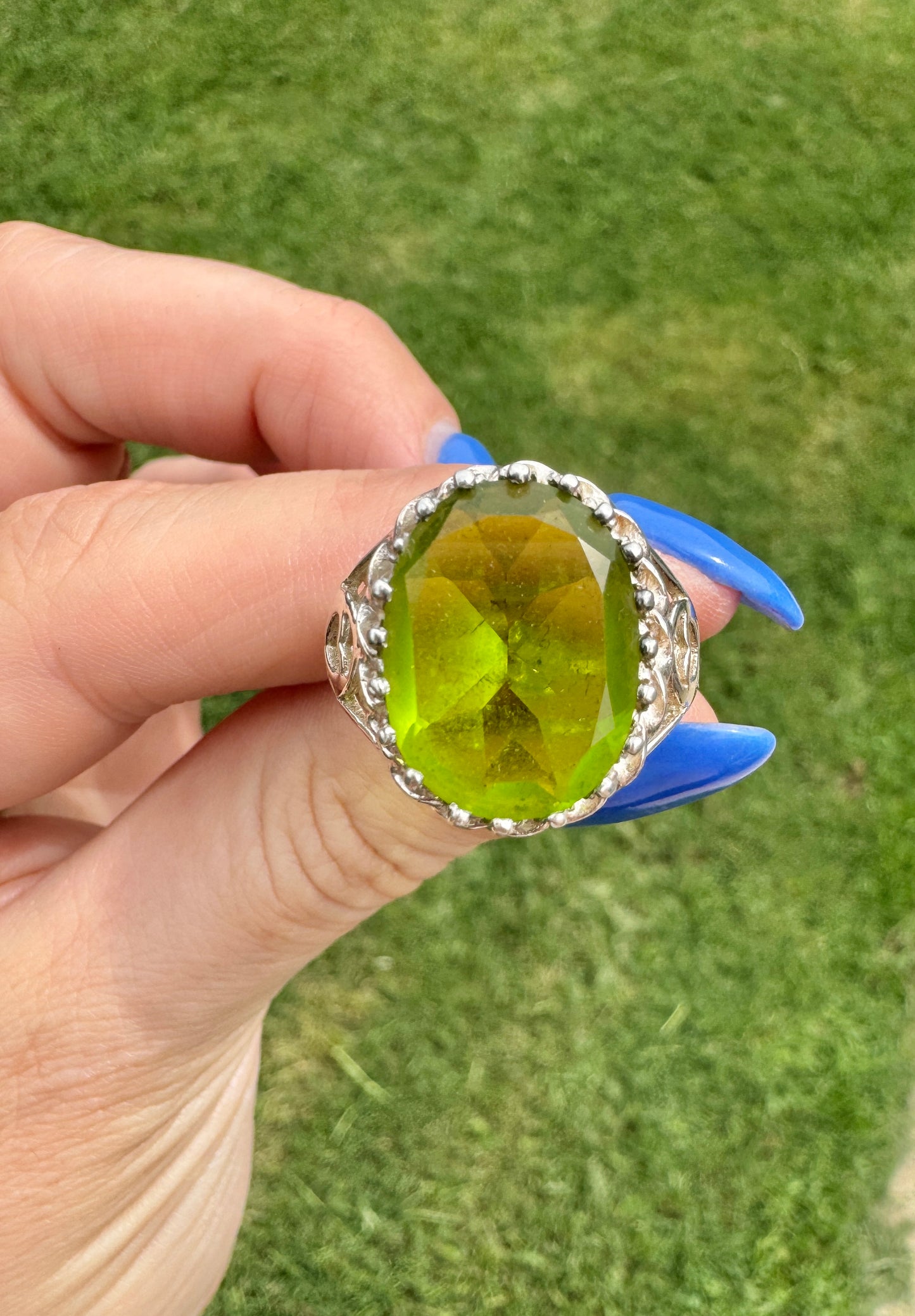 Sterling Silver Green Peridot Ring