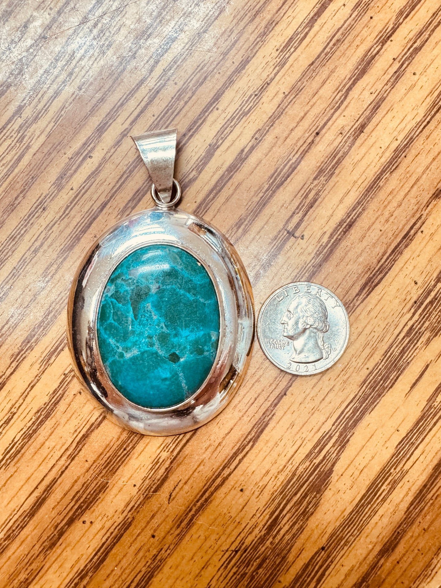 Large Sterling Silver Turquoise Pendant