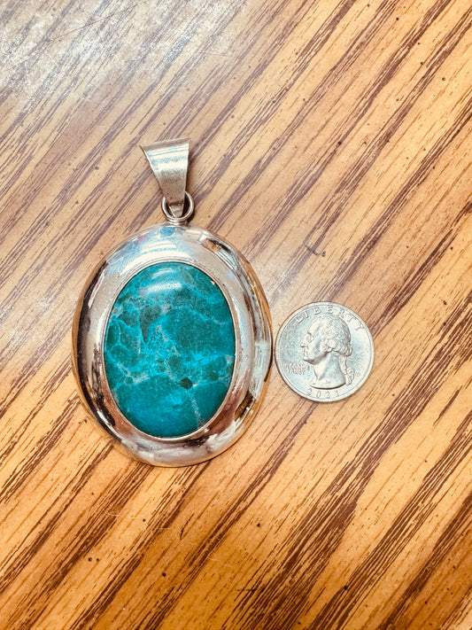 Large Sterling Silver Turquoise Pendant