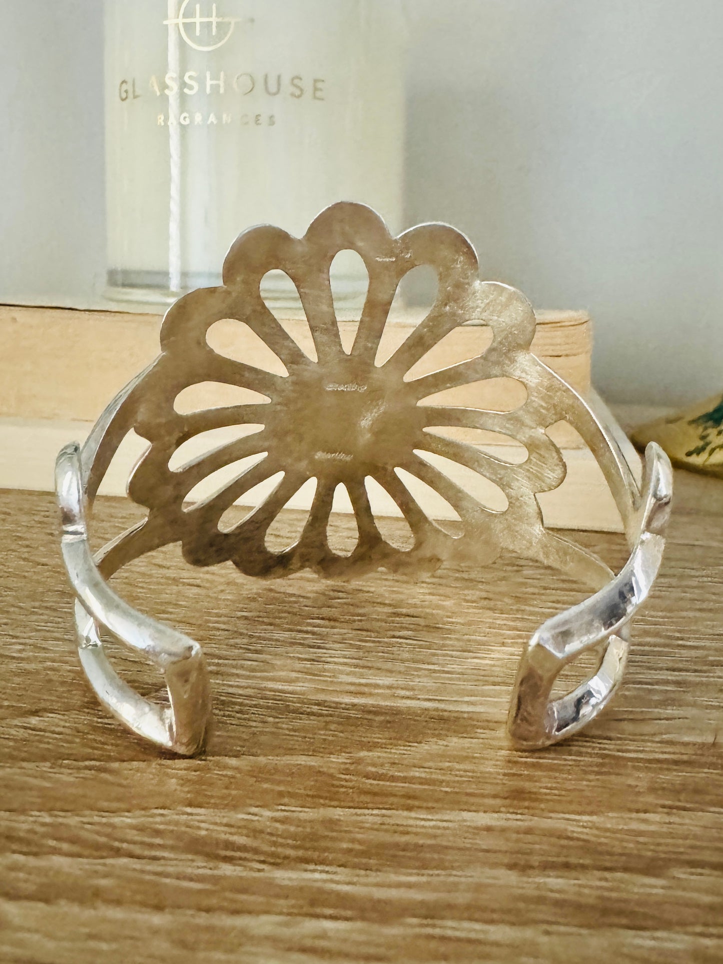 Sterling Silver Flower Cuff Bracelet