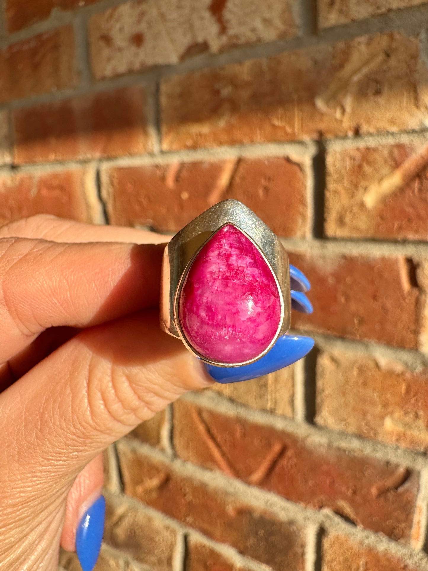 Sterling Silver Pink Agate Ring