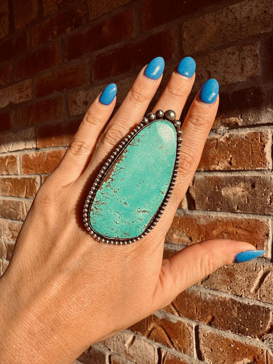 AMAZING Large Sterling Silver Turquoise Slab Ring