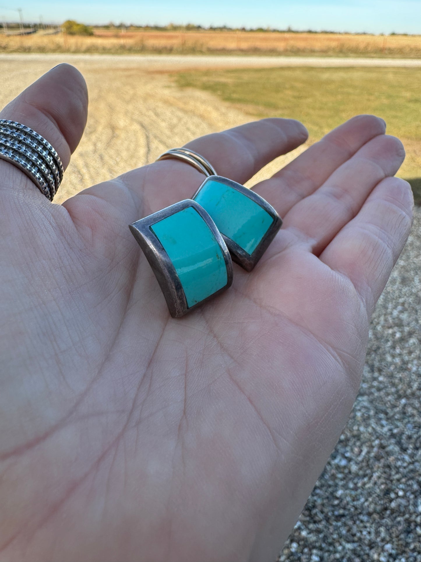 Sterling Inlay Turquoise Stud Earrings