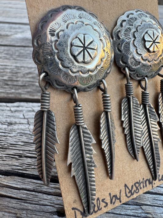 Vintage Sterling Silver Dreamcatcher Earrings