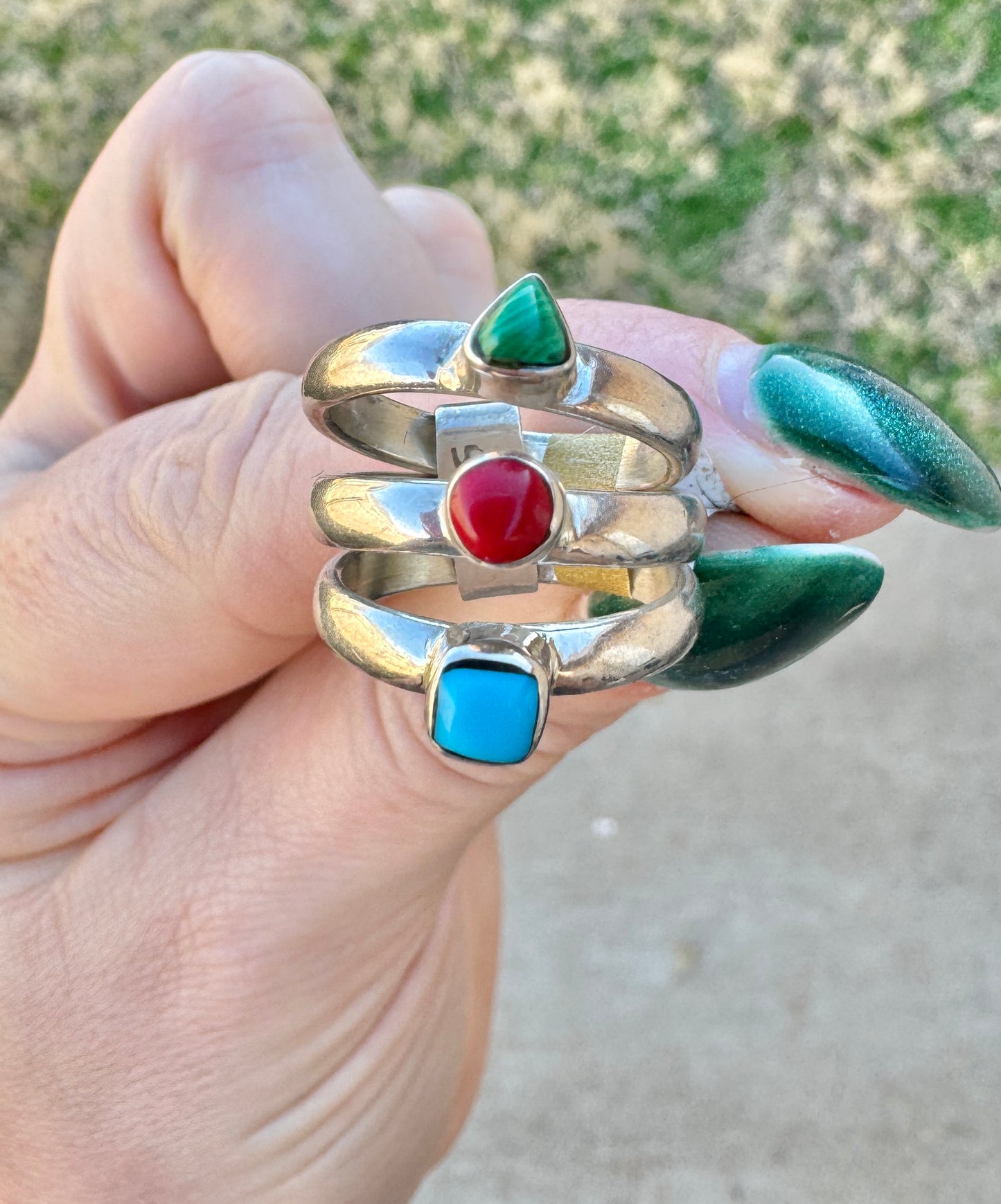 Triple Sterling Silver Multi-Stone Ring