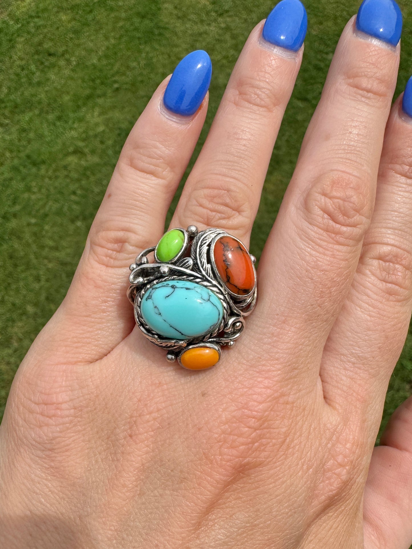Sterling Silver Multi-Stone Turquoise Nest Ring
