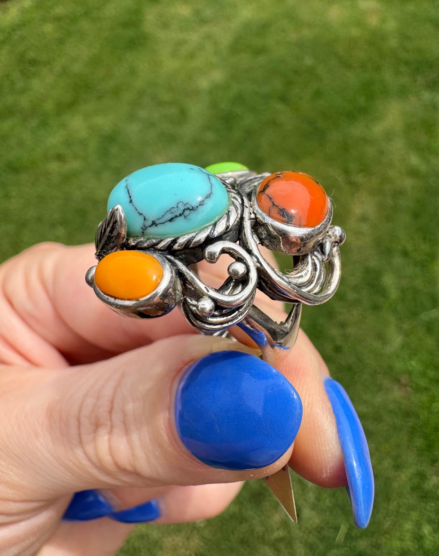 Sterling Silver Multi-Stone Turquoise Nest Ring