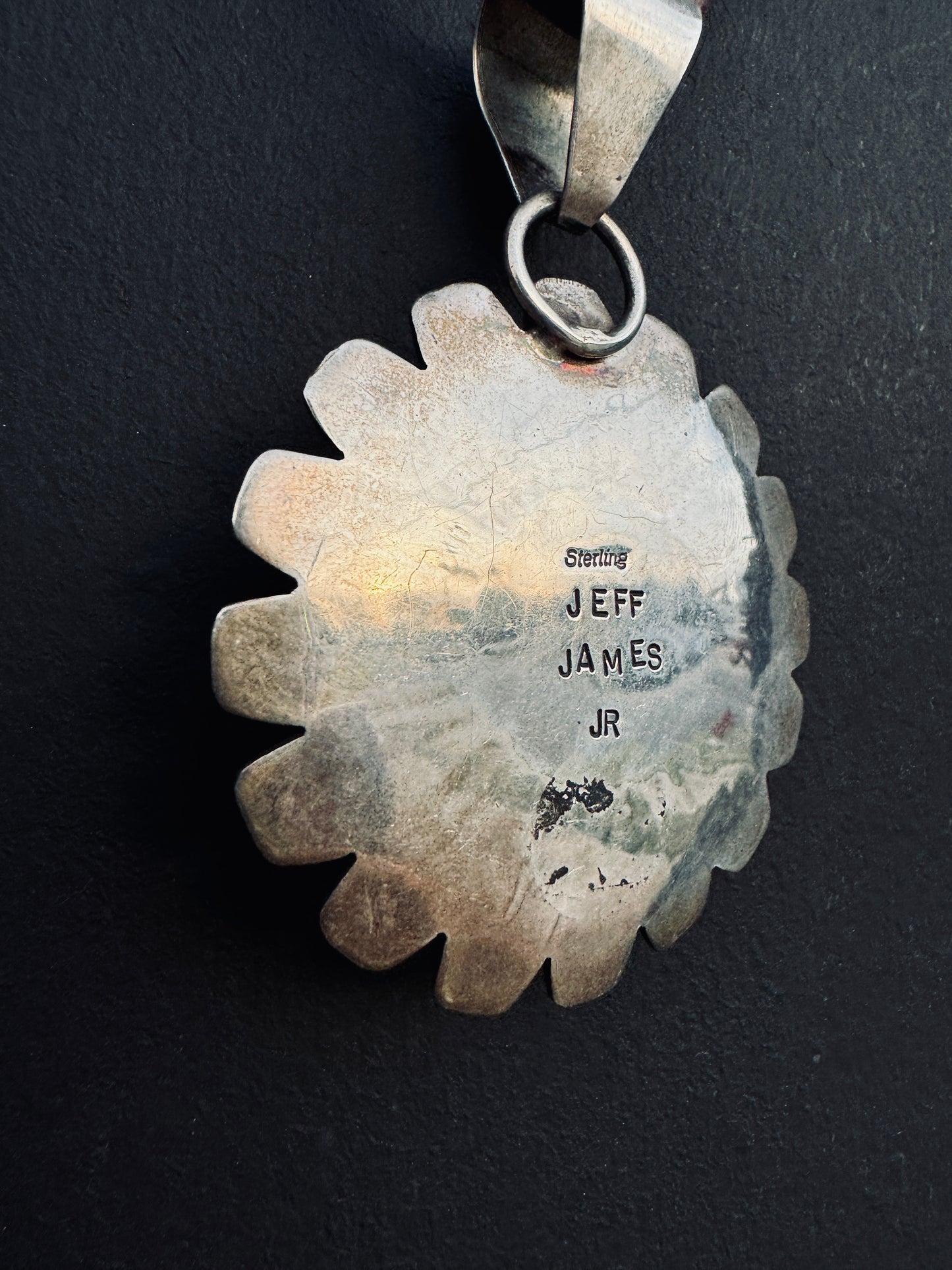 Hopi Native signed Jeff James Jr Flower Face Necklace