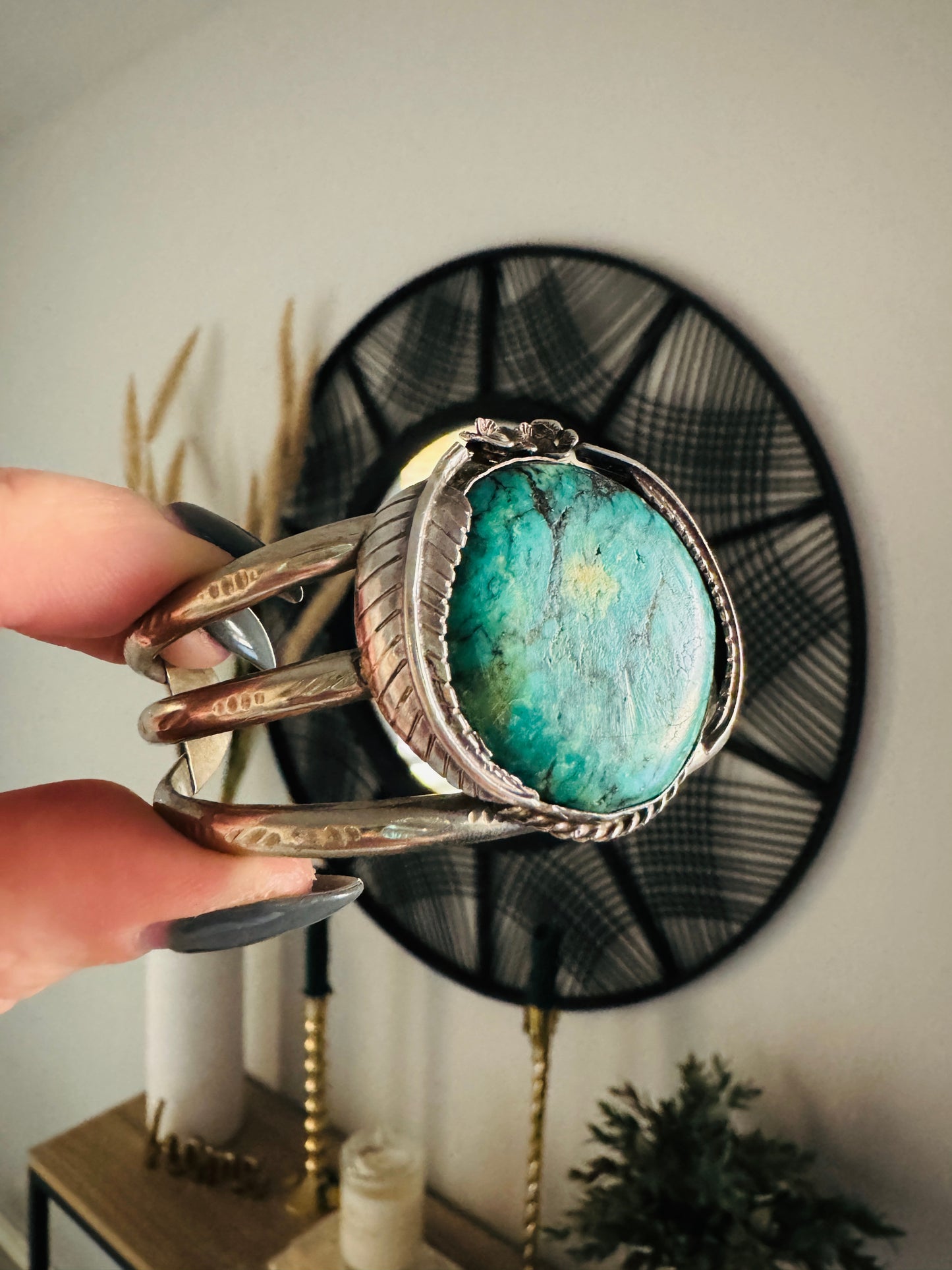 Vintage Sterling Silver Turquoise Cuff Bracelet