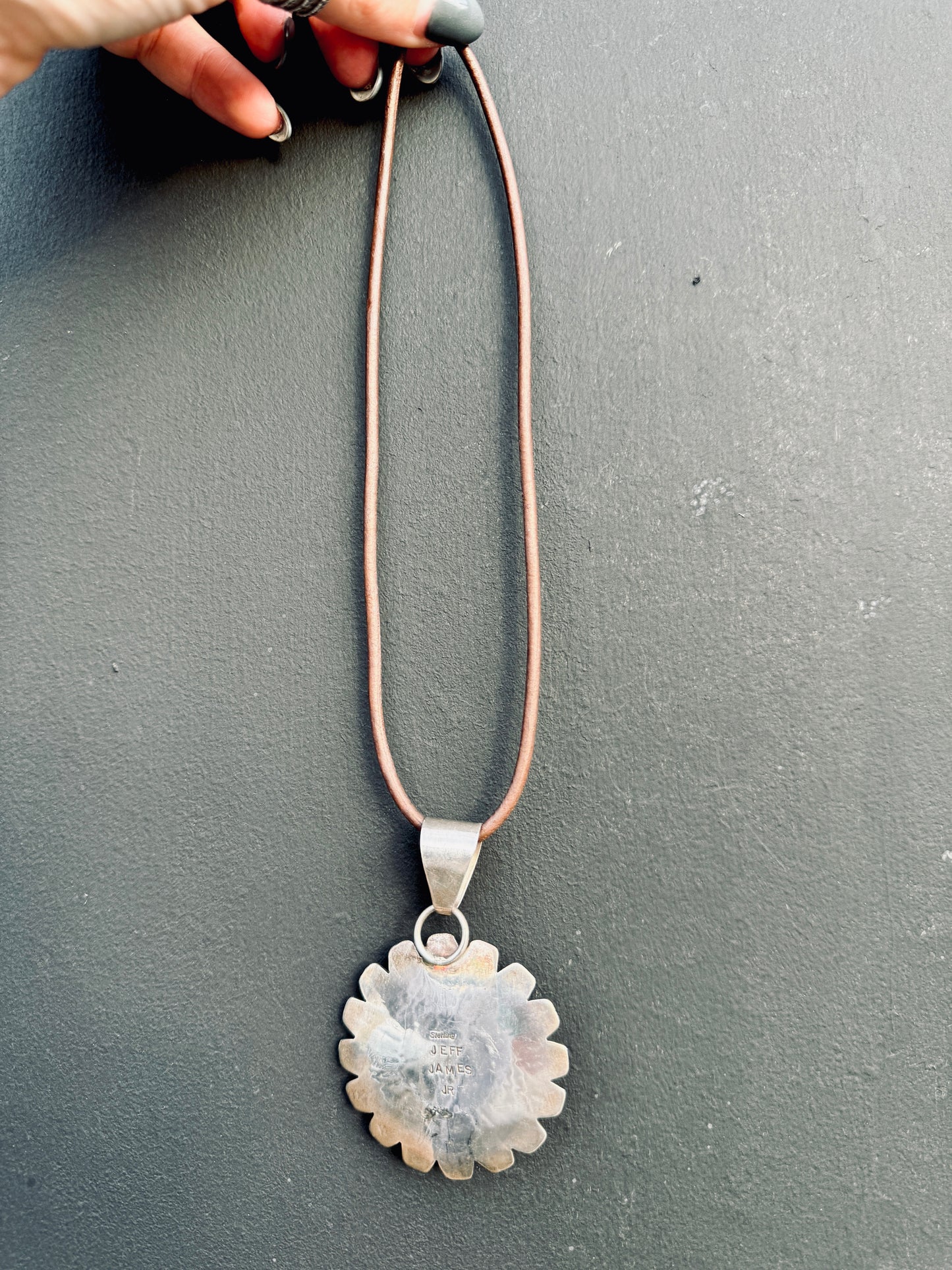 Hopi Native signed Jeff James Jr Flower Face Necklace