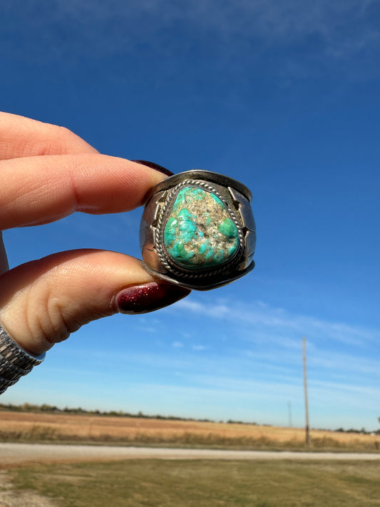 Large Vintage Raw Turquoise Wide Ring