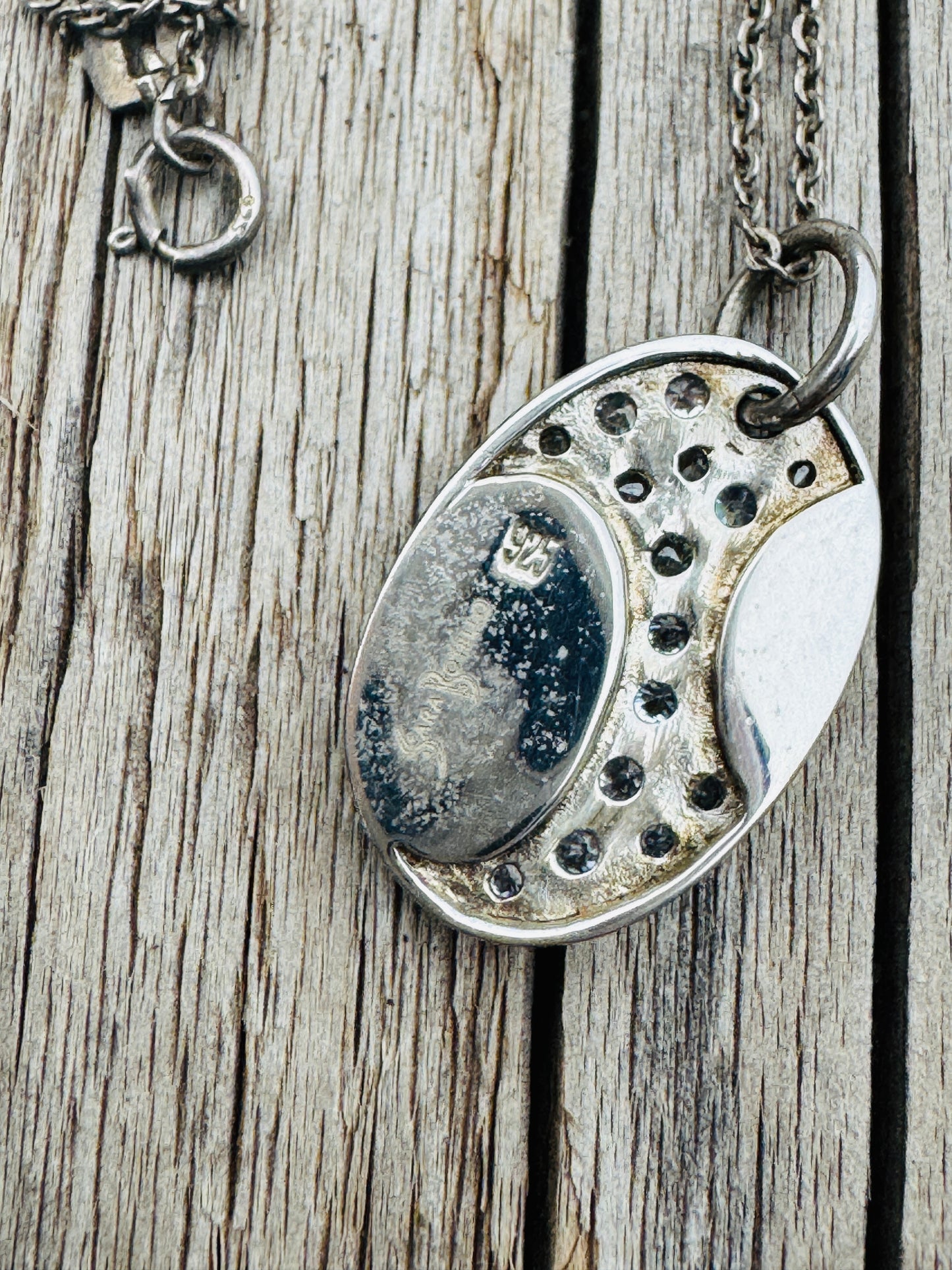 Sterling Silver Turquoise and CZ Necklace