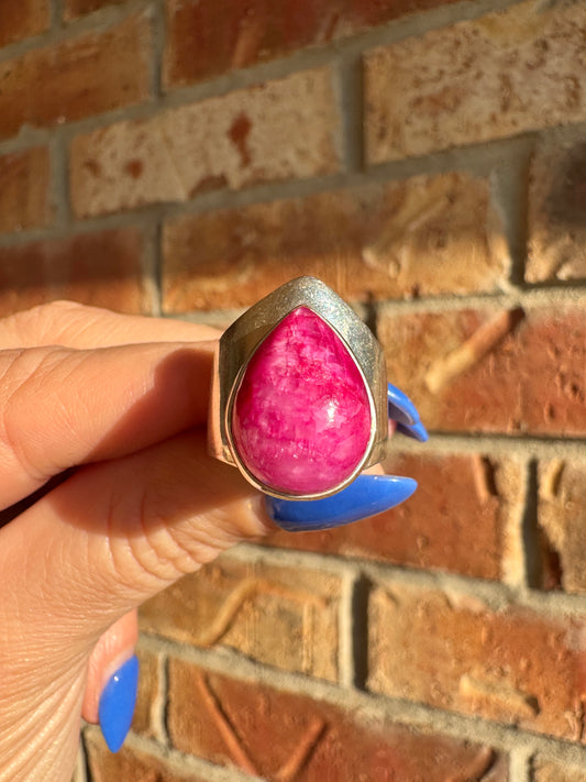 Sterling Silver Pink Agate Ring