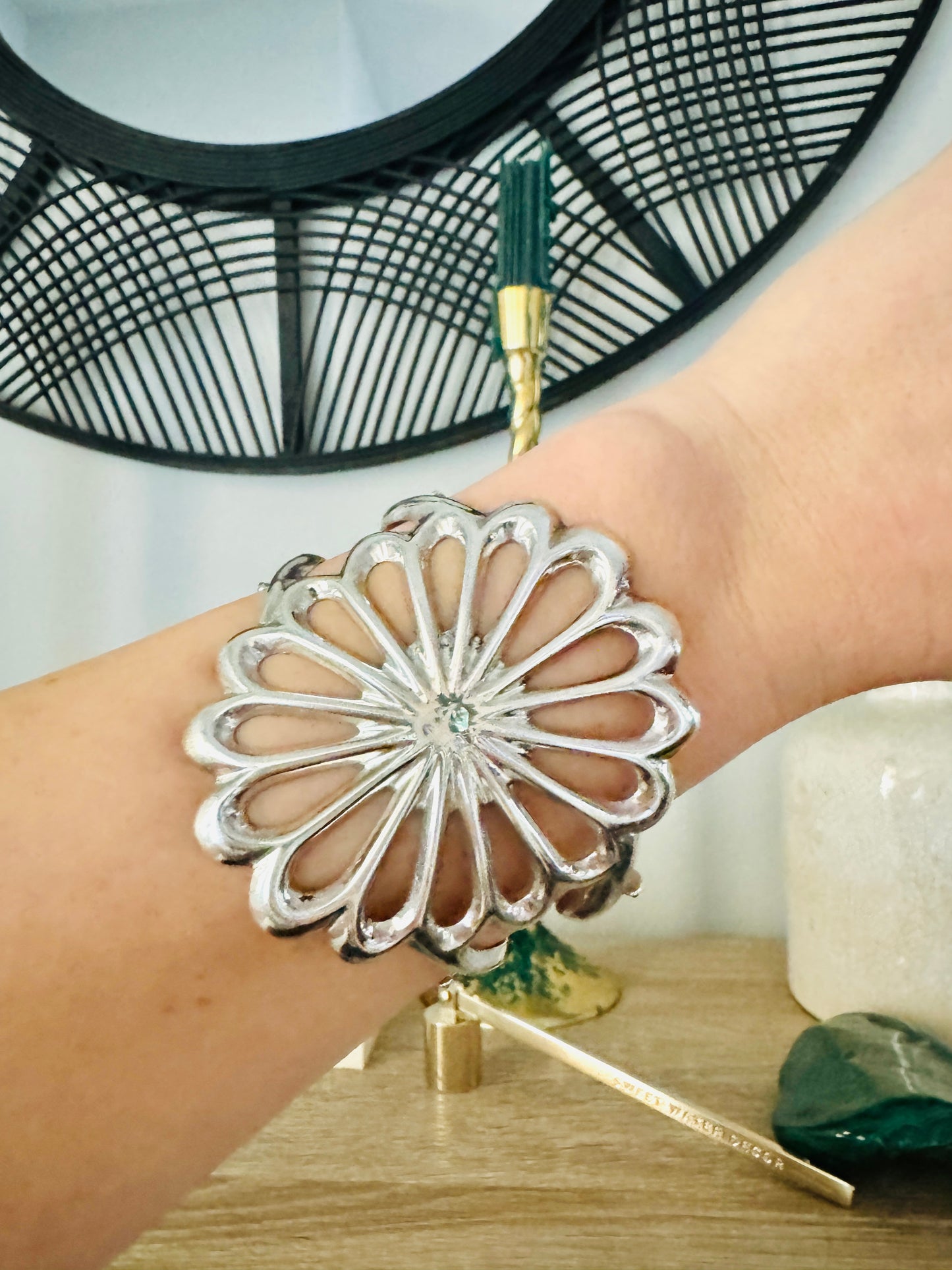 Sterling Silver Flower Cuff Bracelet